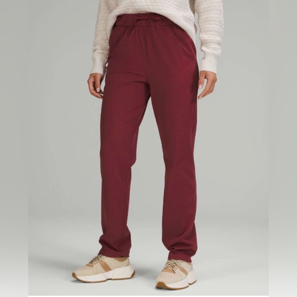 lululemon athletica Pants - Lululemon Drawstring Pants - Stretch High-Rise Pant Relaxed Leg Mulled Wine 4